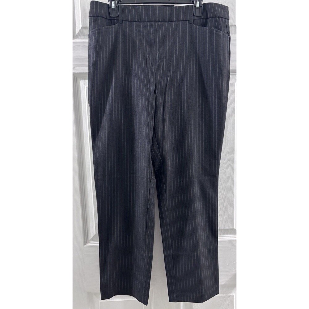 Rafaella Womens Size 16 Black Pinstripe Stretch Dress Pants NWT Straight Leg